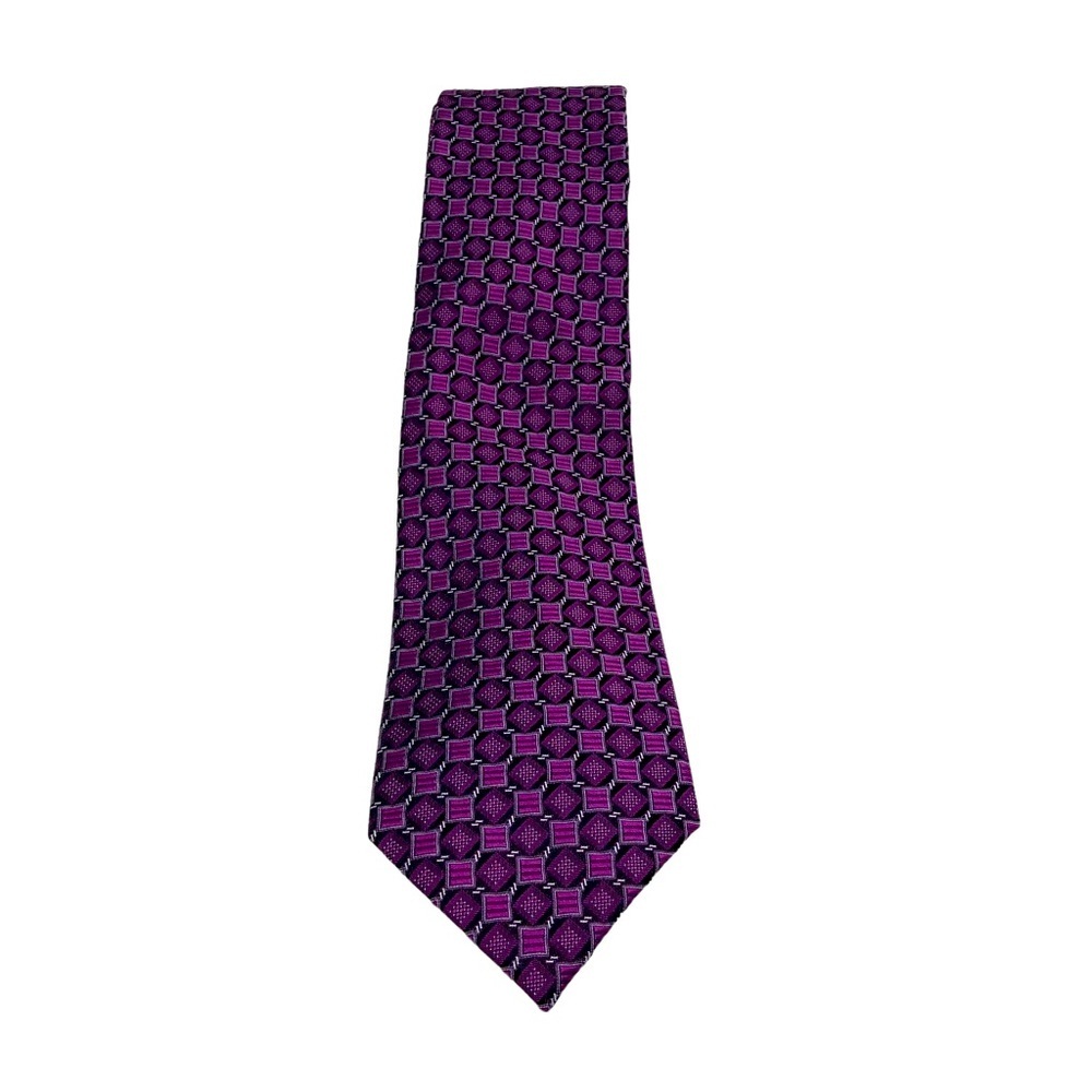 Ryan Seacrest Distinction Purple and Black Diamond and Squares Design Necktie